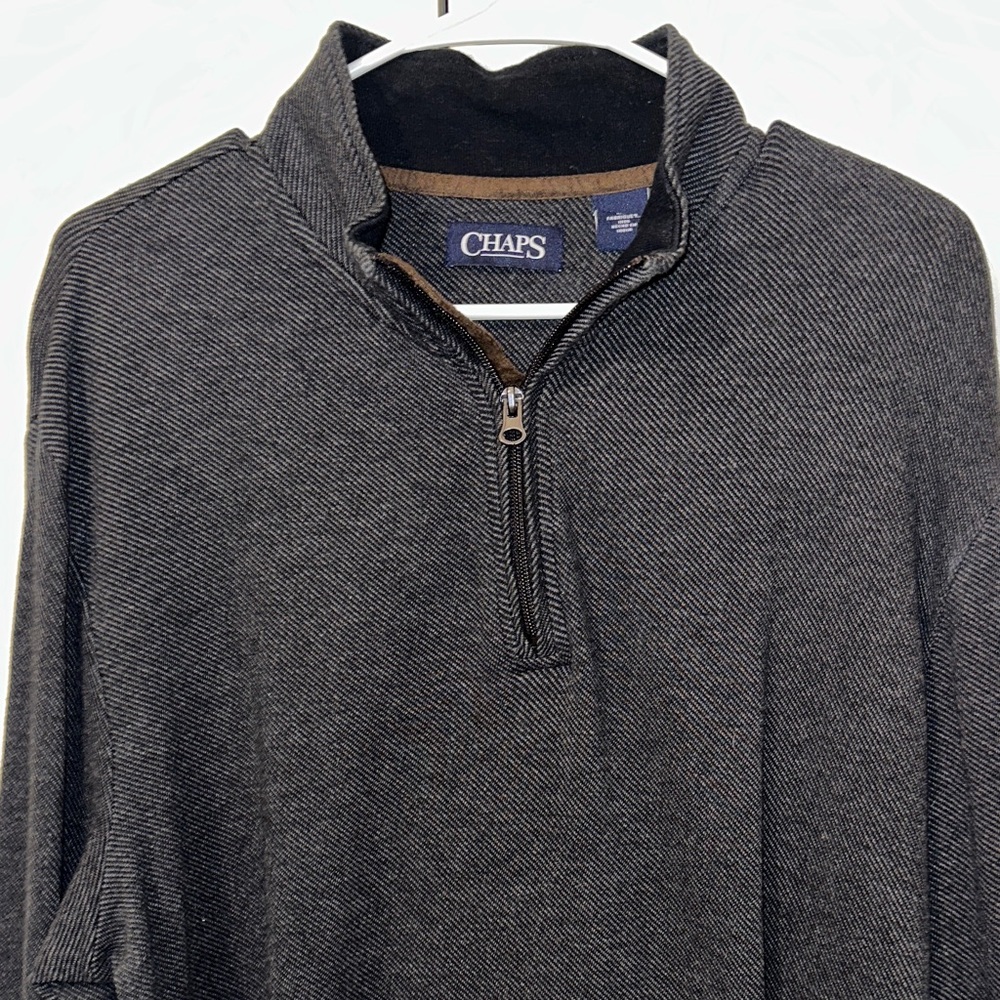 Chaps Dark Gray Quarter-Zip Pullover -  Size XL